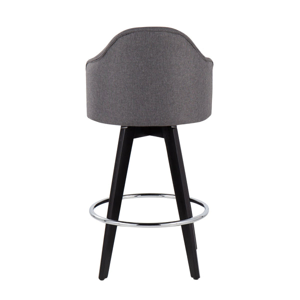 English Elm Ahoy 26" Contemporary Fixed-Height Counter Stools With Grey Fabric Seat & Chrome Footrest - Set Of 2 B202S00161