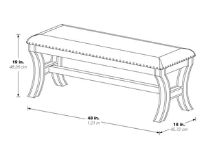 OSP Home Furnishings Monaco 48" Bench Linen/White Wash