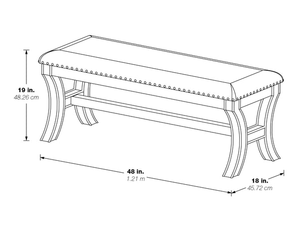 OSP Home Furnishings Monaco 48" Bench Linen/White Wash