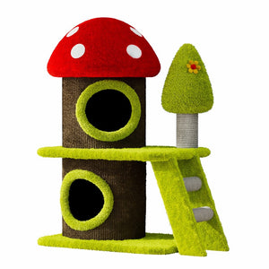 English Elm 30.7" Mushroom Cat Tree Tower Sisal Scratching Posts Multi-level Perch for Apartments W3101P445945