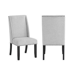 English Elm Vinz Wingback Dining Chairs Set of 2 Gray Upholstered Nailhead Trim Farmhouse B056P412642