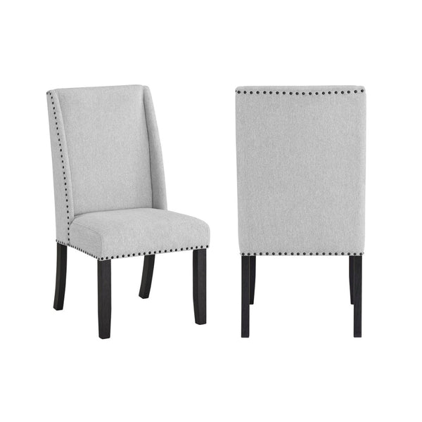 English Elm Vinz Wingback Dining Chairs Set of 2 Gray Upholstered Nailhead Trim Farmhouse B056P412642