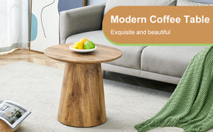 English Elm Natural Wood Grain Mdf Round Side Table Compact Accent for Living Room or Bedroom W2920P232763