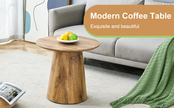 English Elm Natural Wood Grain Mdf Round Side Table Compact Accent for Living Room or Bedroom W2920P232763