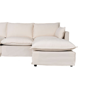 English Elm 93.31" Modular L-shaped Sectional with Movable Ottoman Chenille 4-seat Living Room Sofa Beige W2795S00034