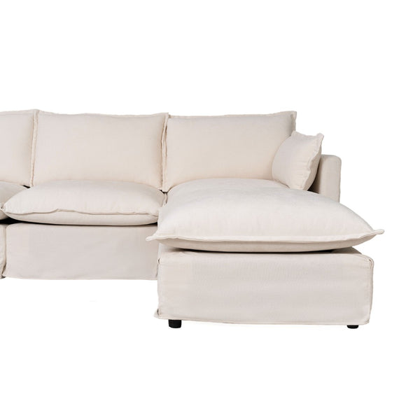 English Elm 93.31" Modular L-shaped Sectional with Movable Ottoman Chenille 4-seat Living Room Sofa Beige W2795S00034