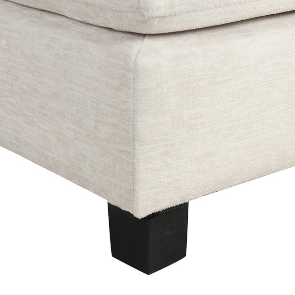 English Elm Sectional Plush chenille U-shaped sofa with pleated arms, pocket-spring seats & hidden ottoman storage White N719S000810K