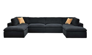 English Elm Coffee Bean Textured Upholstery Modular Sectional Low Profile Sofa with Toss Pillows Dark Gray B2748S00082