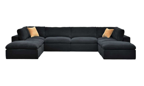 English Elm Coffee Bean Textured Upholstery Modular Sectional Low Profile Sofa with Toss Pillows Dark Gray B2748S00082