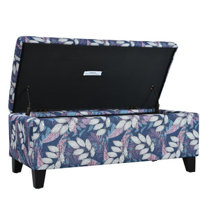 English Elm Christopher Knight Home® - Luxury Storage Ottoman with Floral Patterned Fabric, Soft-Close Hinges, Hidden Compartment for Blankets and Seating Comfort Multi Leaves N767P257582L