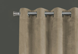 English Elm Curtain Panel Set - 2 Stylish Beige Velvet 54"W X 84"L Room Darkening Panels For Modern Décor B2710P218771