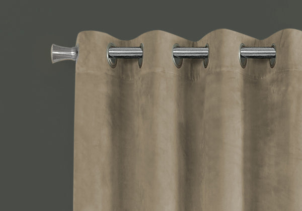 English Elm Curtain Panel Set - 2 Stylish Beige Velvet 54"W X 84"L Room Darkening Panels For Modern Décor B2710P218771