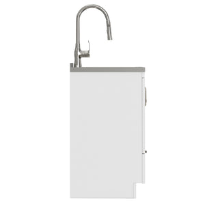 English Elm Hennessy Shaker Cabinet Utility Sink Stainless Steel Basin Laundry Room Setup B136P427209