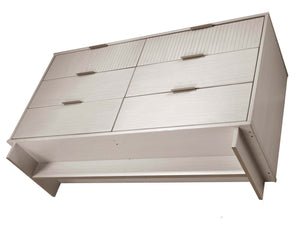 English Elm Granville 55" Modern Dresser In Light Gray With 6 Drawers, Gold Hardware & Textured Design Elegance B365S00091