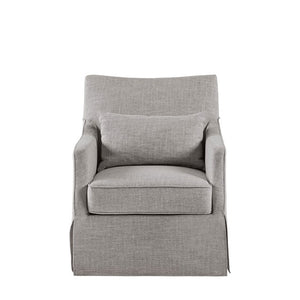 English Elm Skirted Martha Stewart Bedford Swivel Chair in Gray Polyester — 360° Comfort, 7" Foam Cushion, No Assembly B035P148424