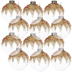 English Elm D3" Set Of 12 Elegant Glass Christmas Ball Ornaments For Holiday Decor, Timeless & Reflective Design W2078P247916