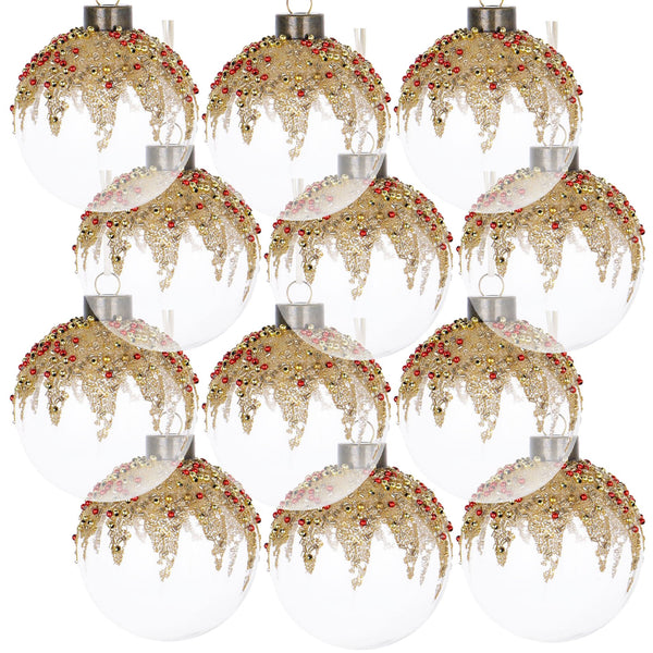 English Elm D3" Set Of 12 Elegant Glass Christmas Ball Ornaments For Holiday Decor, Timeless & Reflective Design W2078P247916