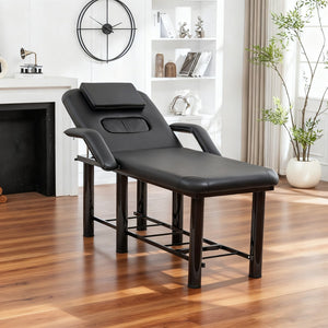English Elm Professional Spa Treatment Bed with Pu Leather Cushion Steel Frame and Storage Shelf W1422P365689