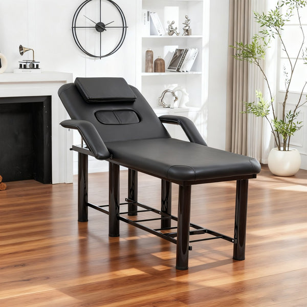 English Elm Professional Spa Treatment Bed with Pu Leather Cushion Steel Frame and Storage Shelf W1422P365689