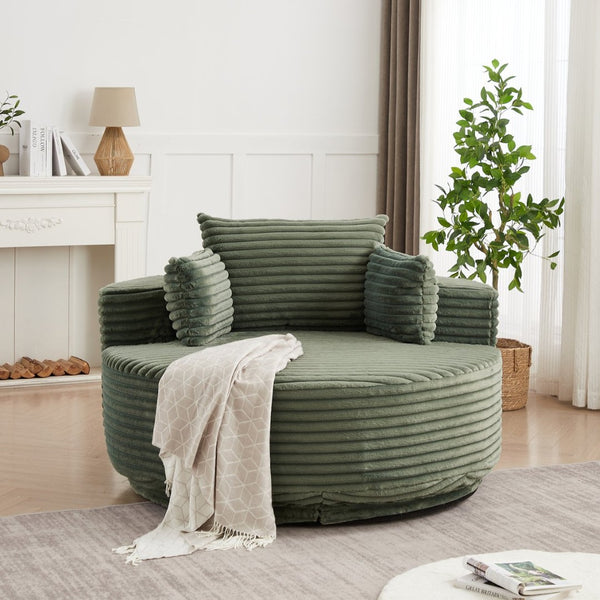 English Elm 55''l 55'l Chenille Foam Swivel Lounge Chair Plush 360 Rotation Modern Seating for Any Room W834S00594