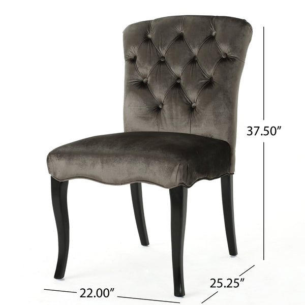 English Elm Christopher Knight Home® - HAYDEN Tufted Velvet Dining Chair Set of 2 Grey — Armless Modern KD Chairs, Elegant 42.8x22.2x18.3 55559.00NVLT