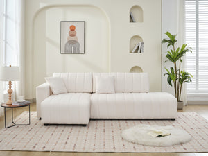 English Elm Jessica Lamb Wool Left Facing Sectional Sofa With Chaise - Plush Comfort & Timeless Style For Any Room B102S00070