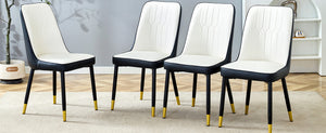 English Elm Modern Two-Tone Pu Dining Chairs Set Of 4 - Elegant White & Black Design With Gold Accents & Comfort W1151P217981