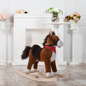 English Elm Qaba Plush Rocking Horse Toy with Galloping Sounds Sturdy Metal Frame for Toddlers W2225P217691