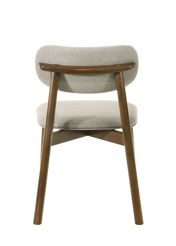 English Elm Mid-Century Upholstered Side Chair Pair with Rubberwood Frame, Curved Backrest and Cozy Seat Cushioning Beige,Walnut 33 L x 30 W x 8 H B2741P406142