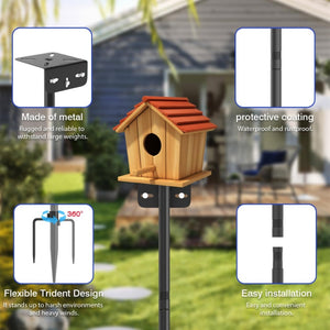 English Elm 80" Heavy Duty Adjustable Bird Feeder Pole Corrosion Resistant Backyard Garden Mount W2181P488032