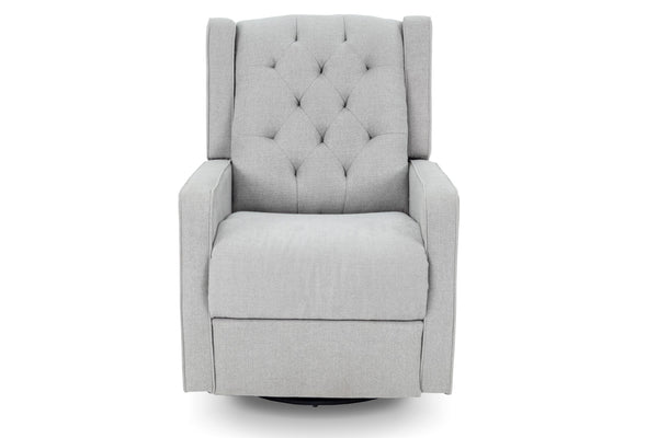 English Elm Swivel Manual Motion Glider Recliner with Diamond Tufted Back, Square Arms & 360° Comfort Rotation Light Gray 31 L x 30 W x 26 H B089P240470