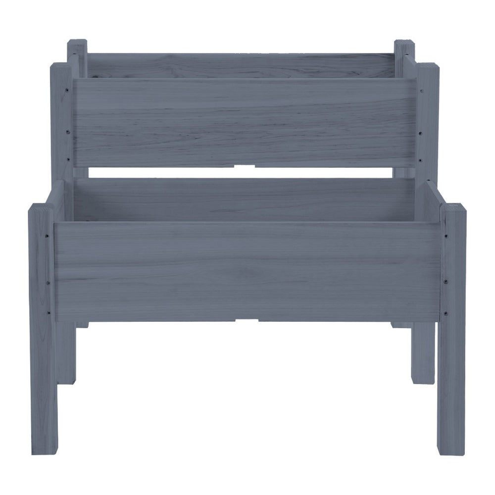 English Elm Outsunny 34"X34" Two-Tier Elevated Wood Planter Box For Easy Gardening On Patios & Backyards W2225P217237-GIGA