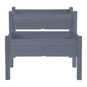 English Elm Outsunny 34"X34" Two-Tier Elevated Wood Planter Box For Easy Gardening On Patios & Backyards W2225P217237-GIGA