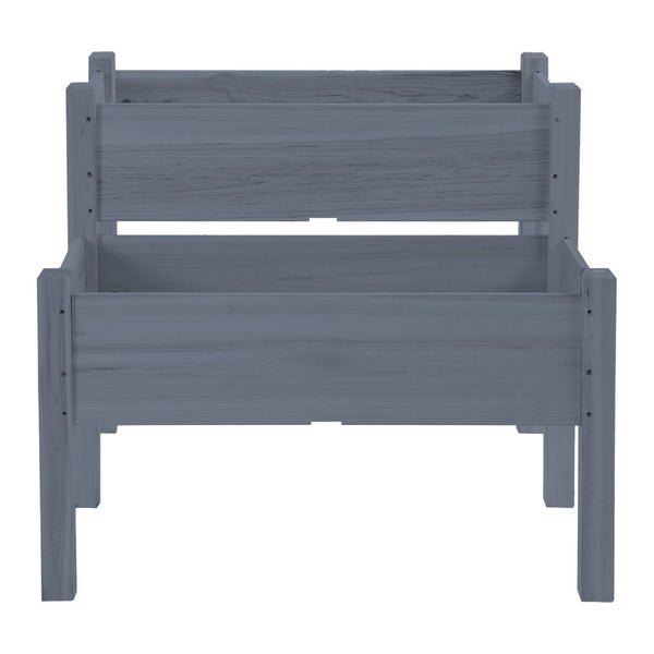 English Elm Outsunny 34"X34" Two-Tier Elevated Wood Planter Box For Easy Gardening On Patios & Backyards W2225P217237-GIGA