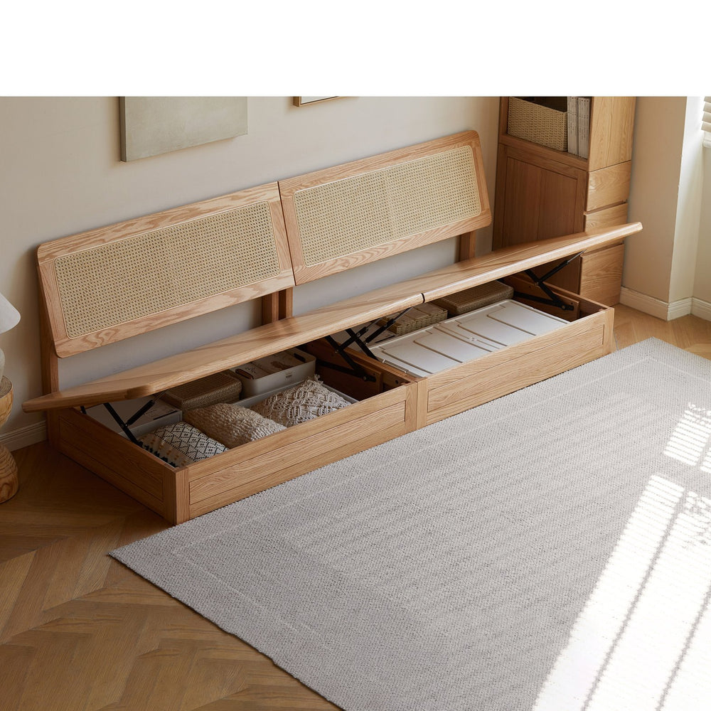 English Elm Oversized Red Oak Solid Wood Sofa with Storage, Removable Cushions, Waterproof Orange Linen Finish W1283S00005