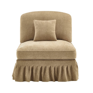 English Elm Armless Chenille Sofa Sculptural Spindle Legs Silver Thread Upholstery Living Room Light Coffee W3041P332623