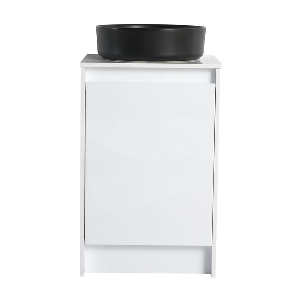 English Elm 20" Freestanding Bathroom Cabinet With Art Ceramic Sink, Soft Close Doors, Modern Glossy White Design W999S00386