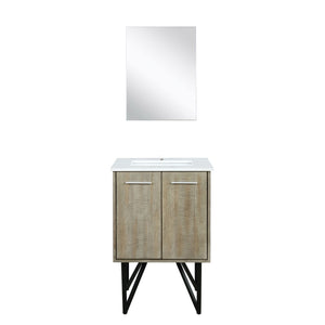 English Elm Rustic Acacia Bath Vanity With White Quartz Top & Soft-Close Doors, Includes 18" Mirror For Style B2731S01381-GIGA