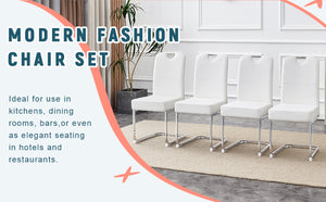 English Elm Set Of 4 White Ergonomic Dining Chairs With Thick Cushion, Built-In Springs For Ultimate Comfort W3226P279079-GIGA