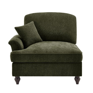 English Elm Sofa Chenille Sectional with Detachable Skirt Sculptural Curves Mid-century Living Room W3041P332635