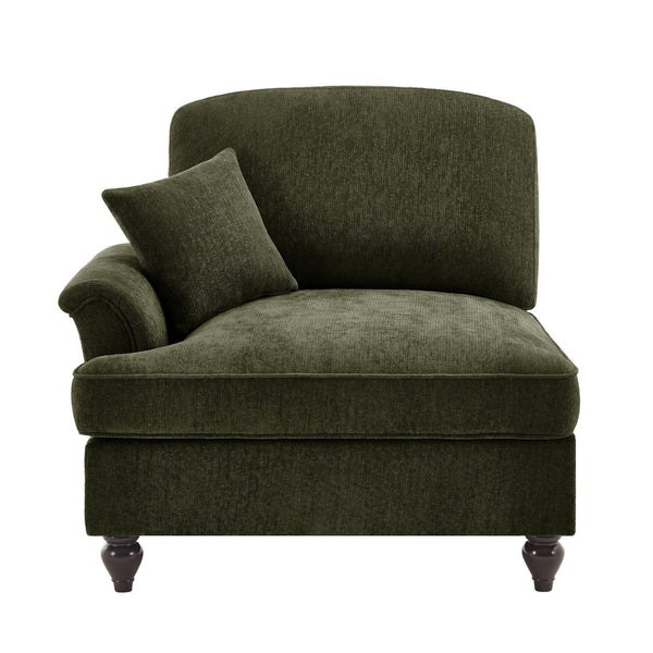 English Elm Sofa Chenille Sectional with Detachable Skirt Sculptural Curves Mid-century Living Room W3041P332635