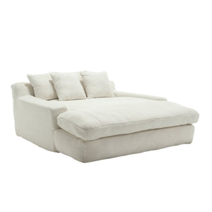 English Elm COOLMORE Chenille 2-Seater Lazy Sofa with 5 Supportive Back Pillows, Deep Seat Couch for Lounge White W395P197923
