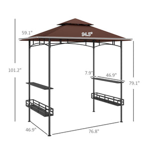 English Elm 2-tier Outdoor Bbq Gazebo with Vented Canopy Side Shelves and Galvanized Metal Frame T3971P427104