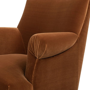 English Elm Jennifer Taylor Home - Eloise Handcrafted 30" Pleated Sock-Arm Accent Chair with Camelback Silhouette and Solid Wood Legs Burnt Orange B2719P385741