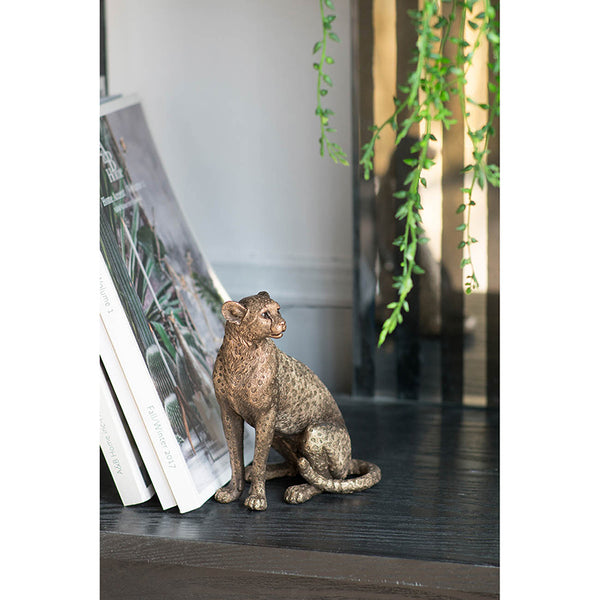 English Elm 5.1x3.5x6.1" Copper Panther Statue - Detailed Polyresin Wild Cat Decor, Lightweight Gift Accent for Home Office W2078P360882