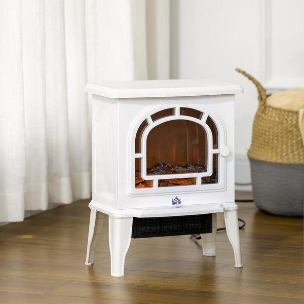 English Elm HOMCOM 18" Electric Fireplace Stove - Compact Freestanding Heater with Realistic LED Flame, 1500W W2225P249848