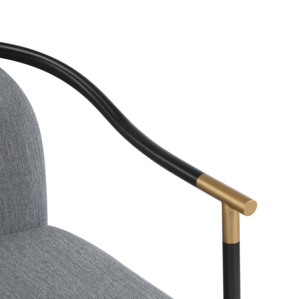 English Elm Christopher Knight Home® - Modern Upholstered Dining Chair with Gold-Tip Accents, Metal Armrests, Heathered Fabric, Set of Two Grey+Black 35.75 L x 22.75 W x 22.5 H N776P195378D