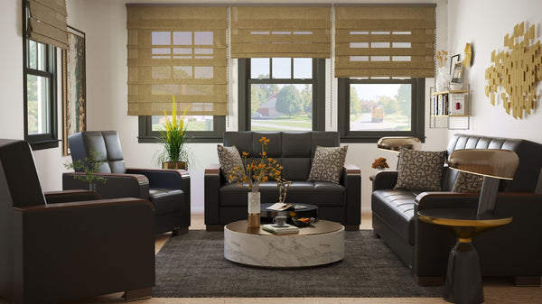 English Elm Primenest Zenaero X Convertible Loveseat With Storage - Sleek Black Pu Design For Small Spaces B030P281777-GIGA