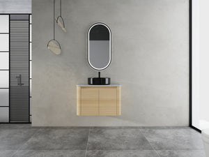 English Elm 30'' Wall-Mounted Bathroom Vanity With Soft-Close Doors, Ceramic Sink & Plywood Frame For Modern Spaces W999S00466
