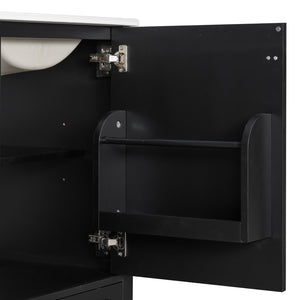 English Elm 20 Inch Bathroom Vanity with Ceramic Sink, Soft-Close Door, Adjustable Shelf, Smart Storage Organizing Design Black N729P299505B